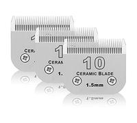 DODAER 3 Pack 10# Detachable Pet Dog Grooming Ceramic Blades,Compatible with Andis,Oster A5,Wahl KM-10 Series,Size #10 Blade 1/16-Inch 1.5MM Cut Length