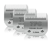 DODAER 3 Pack 7FC Detachable Pet Dog Grooming Ceramic Blades,Compatible with Andis,Oster A5,Wahl KM-10 Series,Size 7FC Blade 1/8-Inch 3.2MM Cut Length