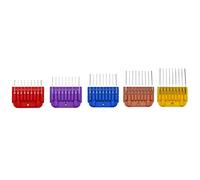 DODAER Professional Animal Stainless Steel 5 Color Guide Comb Set for 10#/15#/30#Detachable Blade,Compatible with Andis, Oster A5, Wahl KM Series Guards Clipper(Cutting Length 3mm-16mm)