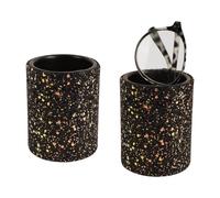 DODAMOUR 2 Pack Eyeglass Holder Stand - Glitter Vegan Leather Glasses Case for Nightstand & Desk, Plush Lined Sunglasses Upright Stand, Cute Makeup Brush Cup & Pen Organizer (Sparkle Black)