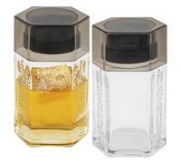 DODAMOUR 2 Pack Glass Honey Dispenser, Hexagonal Syrup Dispenser for Coffee Bar, No-Drip Honey Pot Container with Stand, Oil Vinegar Cruet for Kitchen, Pancakes, Waffles (12oz/360ml)