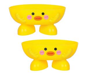 DODAMOUR 2Pcs Duck Soap Dish - Cute Animal Self-Draining Bar Holder with Drain Holes - Funny Standing Tray for Guest Bathroom, Kitchen Sink, Shower & Tub - Decorative ABS Saver, Yellow