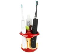 DODAMOUR Ceramic Apple Toothbrush Holder, 3 Slot Bathroom Organizer, Cute Apple Core Design Countertop Accessory, Glazed Vanity Stand Fits Slim Electric Brushes (Red)