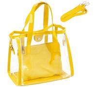 DODAMOUR Clear Stadium Bag for Women, Transparent Crossbody Tote Bag for Concerts & Events with Pouch & Adjustable Strap (Yellow)