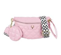 Dodamour Diamond Quilted Waist Bag with Adjustable Strap - Pink Women's Crossbody Belt Bag for Travel, Small Fanny Pack for Concert & Festival, Sporty Hands-Free Waist Pouch