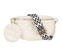 DODAMOUR Diamond Quilted Waist Bag with Adjustable Strap - White Women's Crossbody Belt Bag for Travel, Small Fanny Pack for Concert & Festival, Sporty Hands-Free Waist Pouch