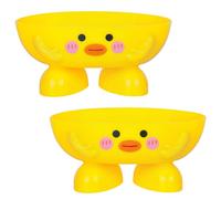 DODAMOUR Duck Shape Soap Dish, Cute Self-Draining Soap Holder with Drain Holes, Modern Home Decor, Decorative ABS Soap Tray for Bathroom, Sink, and Shower (2Pcs, Yellow)