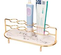 DODAMOUR Electric Toothbrush Holder Stand, 3 Slots Toothbrush Organizer with Diatomite Base Pad, Stainless Steel Toothpaste Holder for Bathroom, Shower (Golden)