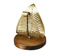DODAMOUR Gold Leaf Napkin Holder for Dining Table, Rustic Metal Paper Napkin Organizer with Wood Base, Artistic Tabletop Stand for Kitchen, Bar, or Outdoor Gatherings (Gold)