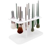 DODAMOUR Makeup Brushes Drying Rack with Mat, 28 Holes Acrylic Brush Holder Stand Tree Tray, Folding Makeup Brush Holder (White)
