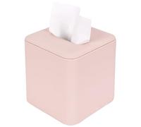DODAMOUR PU Leather Cube Tissue Box Cover - Square Holder with Magnetic Bottom, Modern Decorative Facial Napkin Dispenser for Nursery, Bedroom Vanity, Office Desk (Blush Pink)