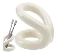 DODAMOUR Toothbrush Holder, Knot-Shaped Minimalist Toothbrush Storage, Ceramic Stylish Toothbrush Organizer, Decorative Stand for Bathroom Sink and Countertop (White)