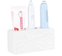 DODAMOUR Toothbrush Holder, Style Ceramic Toothbrush Stand, Bathroom Essentials, Modern Home Decor, 3-Slots Square Tooth Brush Storage Organizer for Bathroom Vanity Countertops (White)