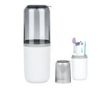 DODAMOUR Toothbrush Travel Case, Plastic Travel Toothbrush Holder with Drain Hole, Portable Toothpaste Toothbrush Storage Container Box for Traveling, Camping, Gym, Bathroom (Gray)