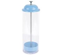 DODAMOUR Transparent Straw Dispenser with Lift Lid, Retro Diner Style Upright Straw Holder with Stainless Steel Rod, Dust-Proof Storage Container for Coffee Bar & Kitchen (Blue)