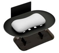 DODAMOUR Wall Mounted Aluminum Soap Dish, Black Shower Soap Holder with Drain Holes and Water Catch Tray, Draining Soap Dry Tray Saver Rack for Bathroom (Grey)