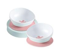 doddl 2-in-1 Baby and Toddler Bowl with Suction and Non-Slip Base. Baby Weaning Essentials Dusty Rose (Twin Pack