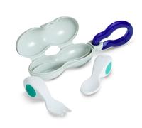Doddl Baby Spoon and Fork, Cutlery Set for Babies 6+ Months, Learn to Self-Feed. Helps Weaning (Aqua), 3 Count (Pack of 1)