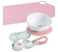 doddl Baby First Feeding Set (6-12 Months) - Baby Cutlery + 2-in-1 Suction & Non-Slip Bowl, BLW Weaning Starter Kit (Cutlery + Placemat + Bowl (Dusky Rose))
