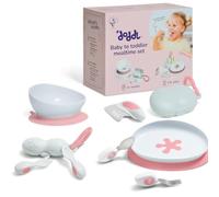 doddl Baby Led Weaning Set | 9-Piece Development Kit | Baby to Toddler Mealtime Set | 2-in-1 Suction Bowl & Plate, Award-Winning Cutlery, Travel Cases | Self-Feeding from 6 Months to 5+ (Dusky Rose)