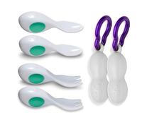 Doddl Baby Spoon and Fork, Cutlery Set for Babies 6+ Months, Learn to Self-Feed. Helps Weaning (Aqua (Twin Pack))