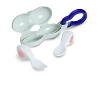 Doddl Baby Spoon and Fork, Cutlery Set for Babies 6+ Months, Learn to Self-Feed. Helps Weaning, Includes Travel Case, Dusky Rose