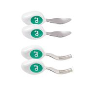 Doddl Cutlery Set - 2 Piece Spoon & Fork, 12 Months +, Toddler to Child Cutlery Set (Aqua (Twin Pack))