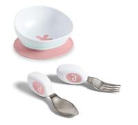 Doddl Cutlery Set - 2 Piece Spoon & Fork, 12 Months +, Toddler to Child Cutlery Set (Dusky Rose + Bowl)
