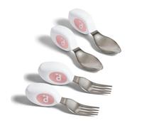 Doddl Fork & Spoon Cutlery Set for Children & Toddlers 12m+ 2 Piece Set Ergonomic Design Promote Self-Feeding (Dusky Rose (Twin Pack))