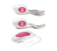 doddl 3-Piece Knife, Spoon and Fork Set - Learn to use Toddler Cutlery in Minutes, 1 Year Old & up, Baby-Led Weaning Supplies, Magenta