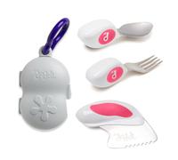 doddl Toddler Cutlery Set (2-4 Years) - 3-Piece Knife, Fork & Spoon - Safe Cutting & Big-Kid Grip (Magenta + Case)