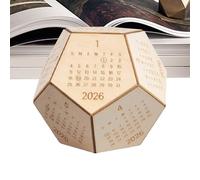 Dodecahedron Desk Calendar - Cube Planner 12 X 10 X 4.6 Cm, Wooden Desk Organizer, Monthly Planning Tracker, Compact And Stylish Display | Colleagues De Busheau Christmas Job