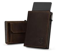 DODENSHA MagSnap Mens Wallet, Aluminum Credit Card Holder for Men, RFID Blocking Leather Smart Pop Up Card Wallet with Large Coin Pocket, ID Window, Banknote Compartment & Magnetic Closure