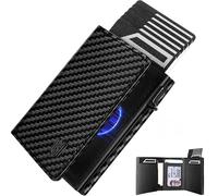 DODENSHA MagSnap Mens Wallet, Aluminum Credit Card Holder for Men, RFID Blocking Leather Smart Pop Up Card Wallet with Coin Pocket, ID Window, Banknote Compartment & Magnetic Closure