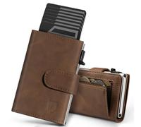 DODENSHA Men Card Holder Wallet Leather Wallets RFID Blocking Slim Minimalist Wallet, Pop Up Credit Card Holder with Coin Pocket, ID Window, Banknote Compartmen, Hold up to 11 Cards, Snap Closure