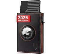 DODENSHA Mens AirTag Wallet, RFID Blocking Leather Smart Pop Up Card Wallet for Men with Coin Pocket, Aluminum Credit Card Holder with ID Window, Magnetic Closure