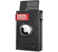 DODENSHA Mens AirTag Wallet, RFID Blocking Leather Smart Pop Up Card Wallet for Men with Coin Pocket, Aluminum Credit Card Holder with ID Window, Magnetic Closure