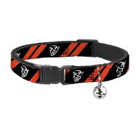 Dodge Breakaway Cat Collar With Bell, Plastic Clip, Easy Adjustable, Dodge Stripes Demon Icon Black Red White, 8.5 to 12 Inches 0.5 Inch Wide