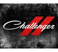 Dodge Challenger Script Logo Metal Wall Sign - Script with Rhombue Logo 16" x 12.5"