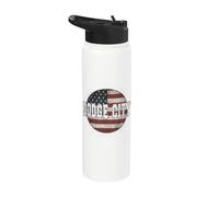 Dodge City Kansas, Vintage American Flag Stainless Steel Insulated Water Bottle