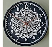 Dodge Designs White On Black Swan And Leaf Mandala Wall Clock 3D Print