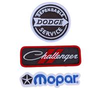 Dodge Mopar Embroidered Patch 3-Pack | Iron On | Challenger, Pentastar
