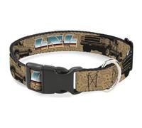 Dodge Pet Collar, Dog Collar Plastic Buckle, Dodge Power Wagon Truck 4X4 Paisley Tan Black, 11 to 16.5 Inches 1.0 Inch Wide