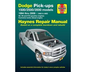Dodge Ram 1500, 2500, 3500, (1994 - 2008) : with V6, V8 and V10 gasoline and Cummins turbo-diesel engines, 2WD & 4WD