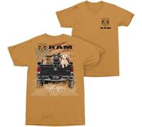 Dodge Ram Built to Serve Front and Back Print T-Shirt (UK, Alpha, L, Regular, Regular) Orange