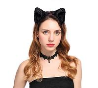 Dodheah Cat Ear Fox Headband Hairband Fancy Dress Hair Clip Hair Hoop Hair Accessories for Women Girls Daily Decoration and Party Blacks