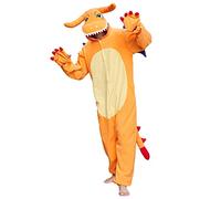 Dodheah Dragon Onesie Adult Animal Cosplay Costume Anime Cartoon Jumpsuit Christmas Halloween Pajamas for Men Women Fire Dragon Yellow L