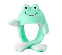 Dodheah Funny Animal Hat with Moving Ears Frog Jumping Cap Anime Cosplay Floppy Ear Hats Easter Christmas Novelty Gifts for Adult Women Girls Boys Green Frog