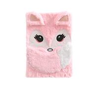 Dodheah Girls Boys Plush Notebook Diary 3D Cute Animal Designs A5 Size Journal School Birthday for Girls Kids Pinks Fox