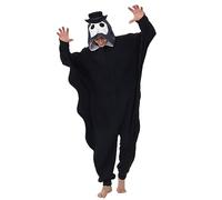 Dodheah Plague Doctor Onesie Costume Black Steampunk Jumpsuit Cartoon Pajamas Cosplay One-Piece Halloween Dress Up Outift for Adult Grey XL